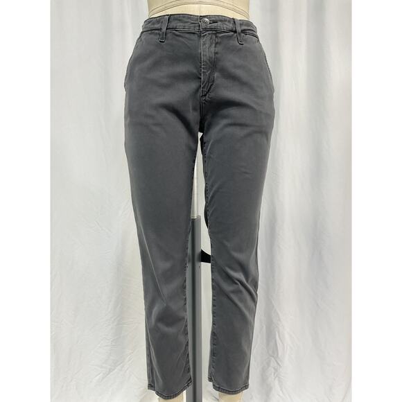 Ag Jeans 'Caden' Black Cotton Crop Twill Trousers Pant Size 24